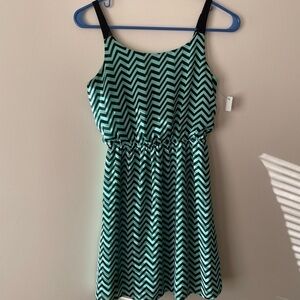 Charlotte Russe Green And Black Strapless Chevron Print Dress Cut Out Ba…